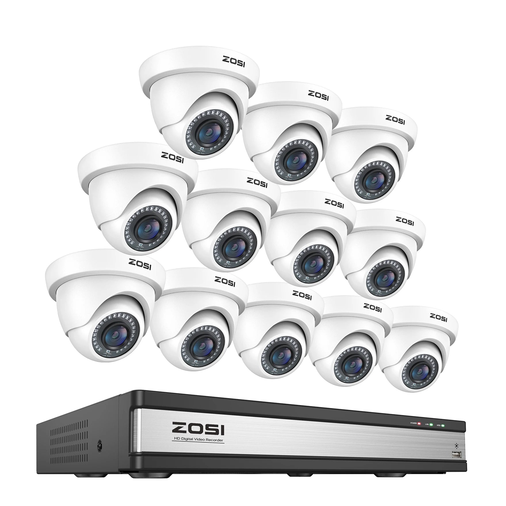 Žični varnostni sistem s kamerami ZOSI 16CH 1080p – DVR H.265+ z zaznavanjem ljudi in vozil