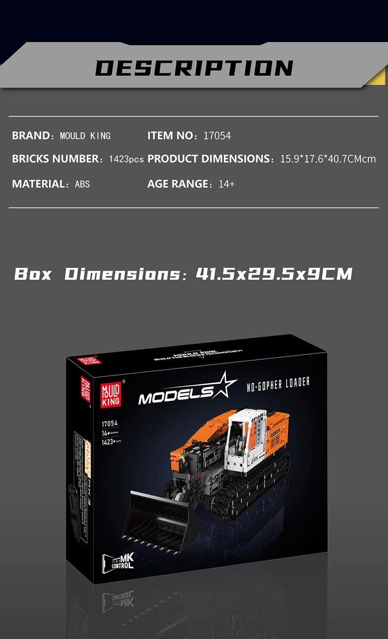 Mould King 17054 Motorized Gopher Loader Building Set | RC Technical Compact Track Loader Model - Limetastore