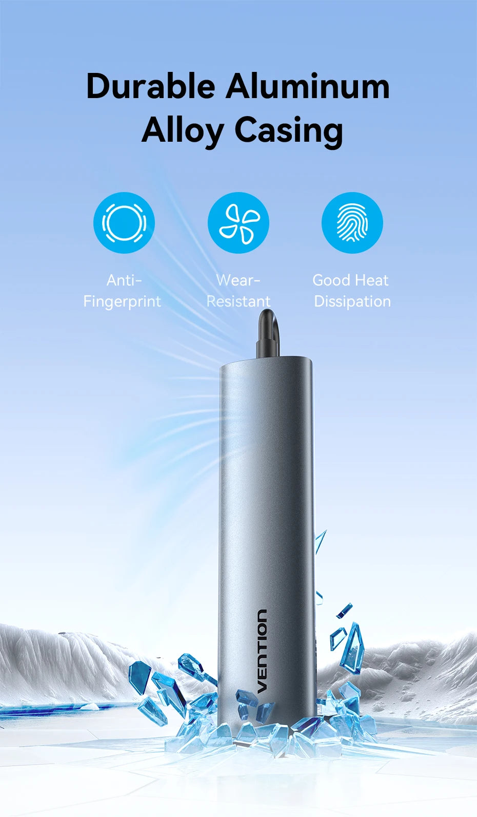 Vention 5-v-1 USB-C Hub | 4K60Hz HDMI, USB 3.0, PD100W Večportni priklop za MacBook & Android