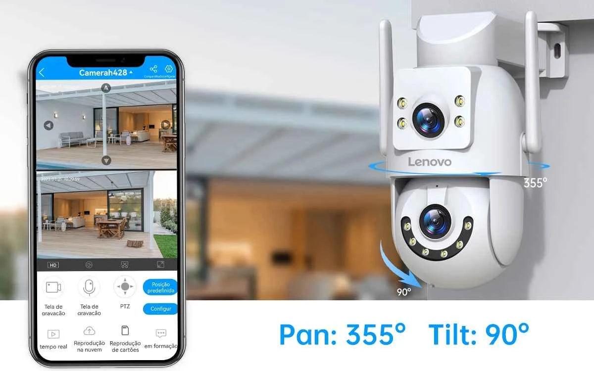 Lenovo 4K 6MP WiFi Surveillance Camera Outdoor Security Dual Lens Dual Screen AI Tracking PTZ IP Camera CCTV Video Surveillance - Limetastore
