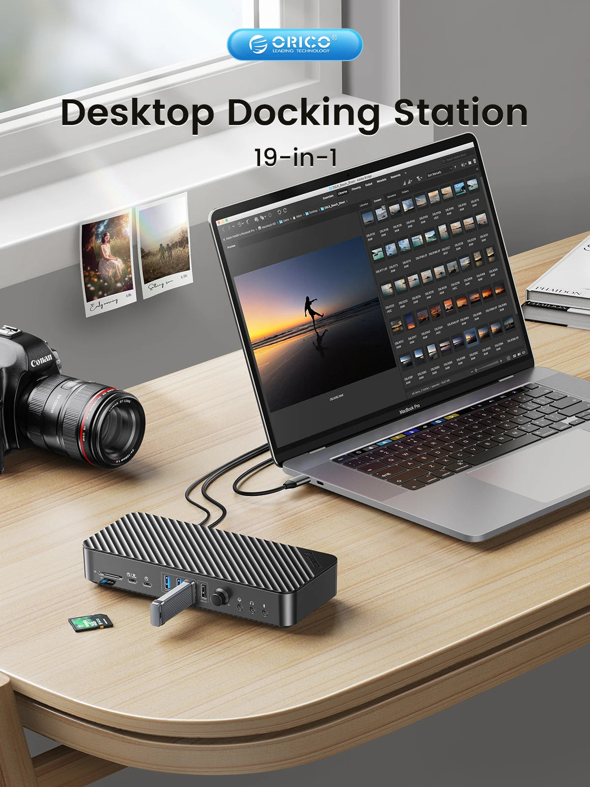 ORICO 19‑in‑1 USB‑C Desktop Docking Station with 4K HDMI, VGA, RJ45, PD Charging