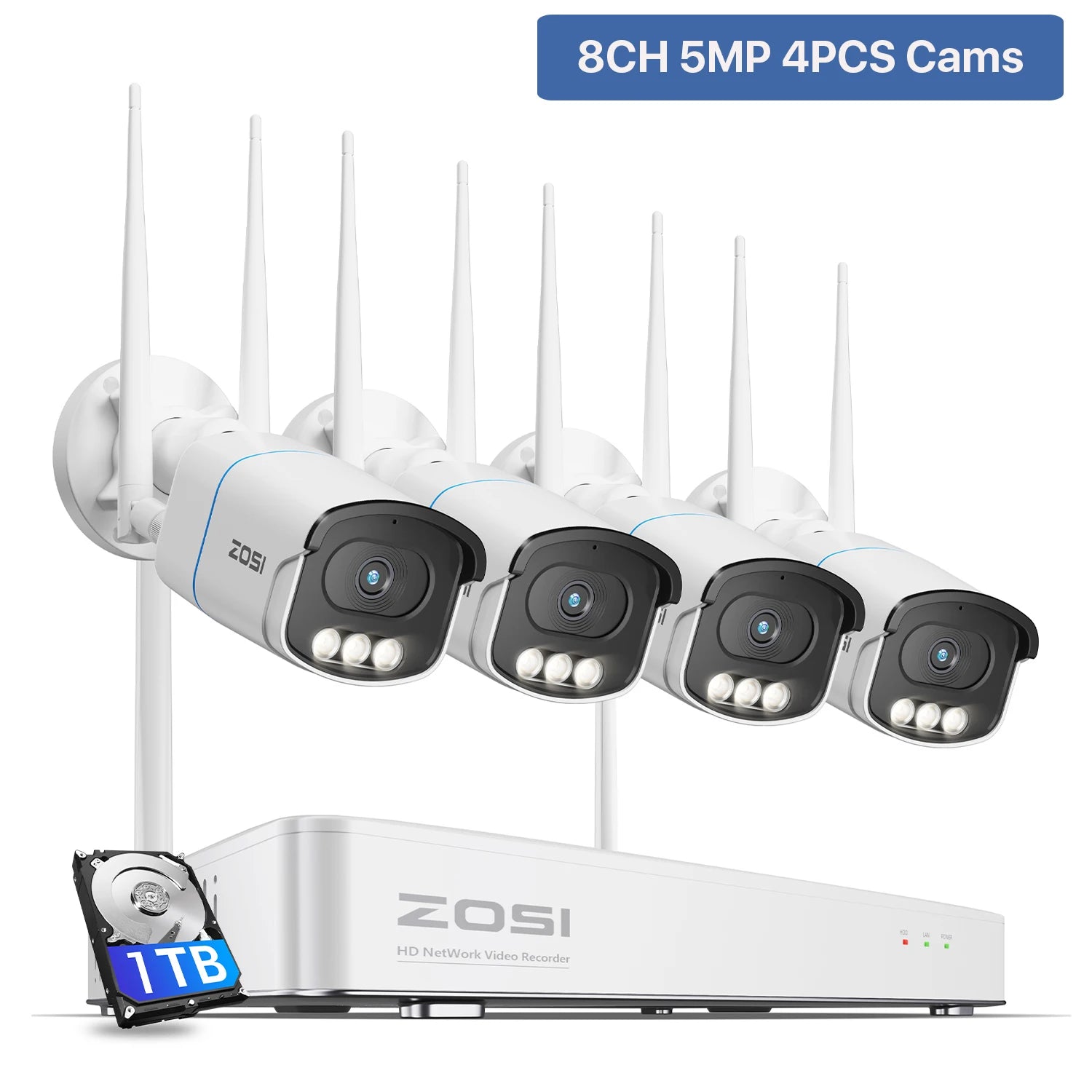 ZOSI 4K WiFi 6 Security Camera System – Aurora Lux True Color Night Vision, 8CH 8MP NVR with 8MP/5MP