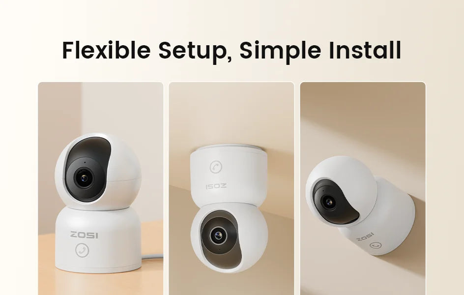 ZOSI C518 2K/4K Indoor Pan‑Tilt Smart WiFi Camera – 360° Baby & Pet Monitor with AI Human Tracking