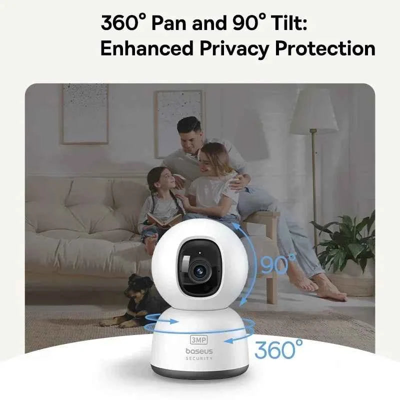 Baseus Security P1 Lite Indoor Camera 2K 3MP Pan&Tilt Smart Mini WiFi IP Camera Wireless Home Security Full HD Auto AI Tracking - Limetastore