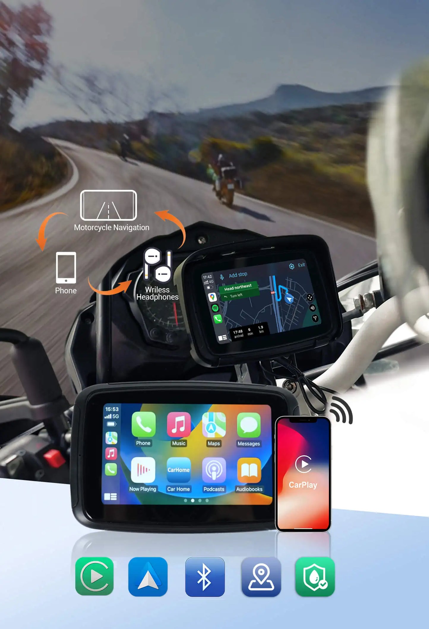 OTTOCAST Lite C5 Motoristični brezžični CarPlay GPS-zaslon
