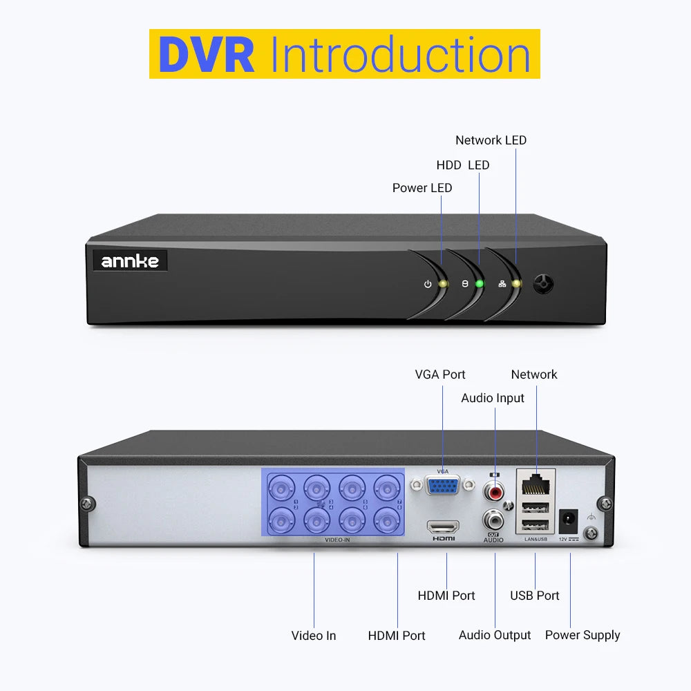 ANNKE 3K CCTV sistem | 5-v-1 8-kanalni DVR, 5MP dome kamere, barvni nočni vid