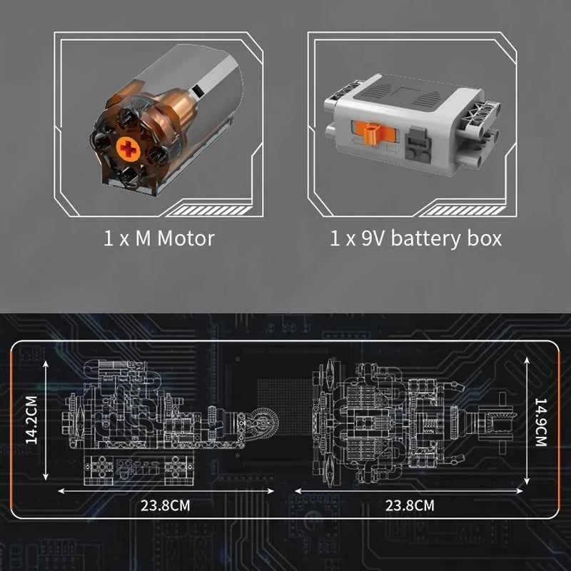 Mould King 10207 Motorized PAG Supercar V12 Engine Building Set - Limetastore