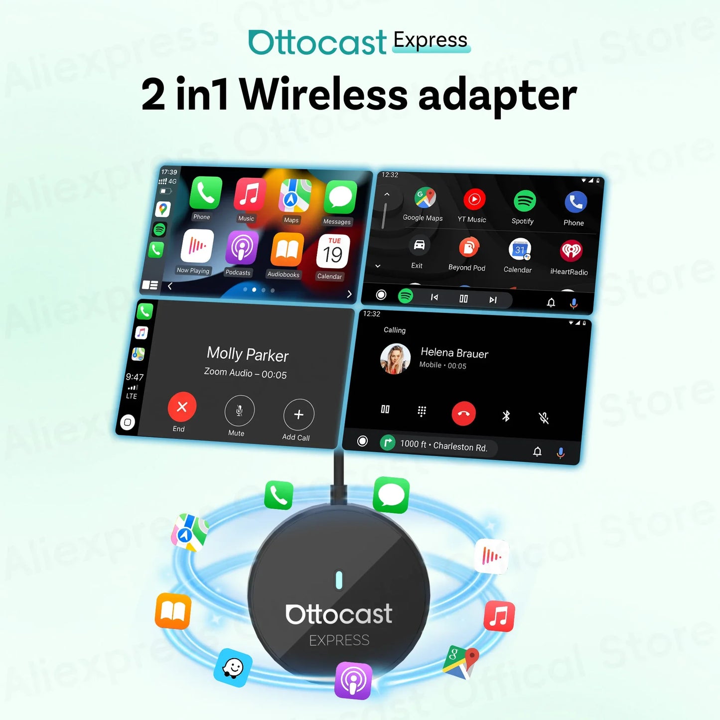 Brezžični adapter CarPlay in Android Auto 2 v 1 OTTOCAST Express