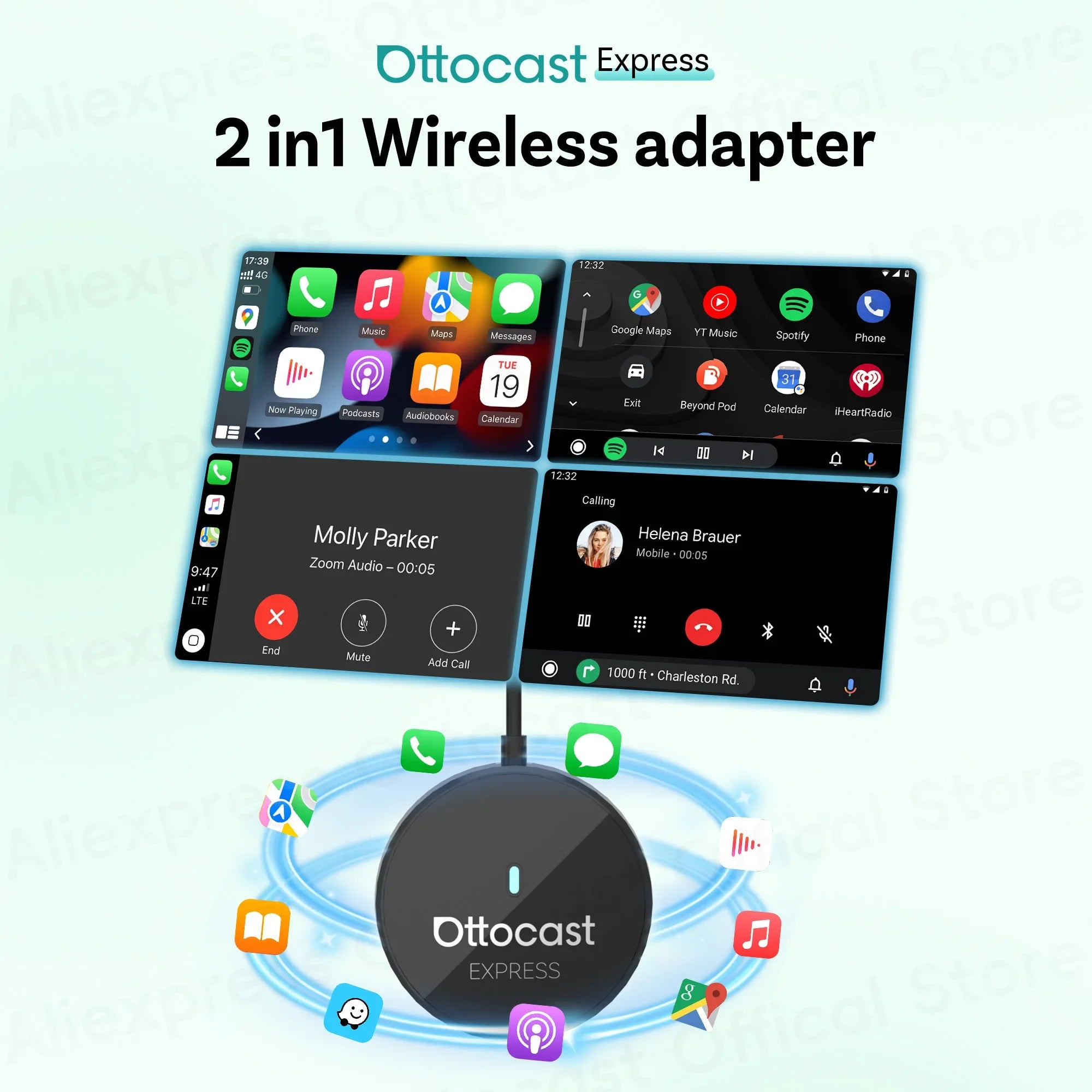Brezžični adapter CarPlay in Android Auto 2 v 1 OTTOCAST Express