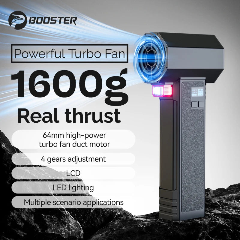 Ročni turbo ventilator – 64 mm brezkrtačni visokohitrostni reaktivni pihalnik | 1600 g potiska, LED osvetlitev