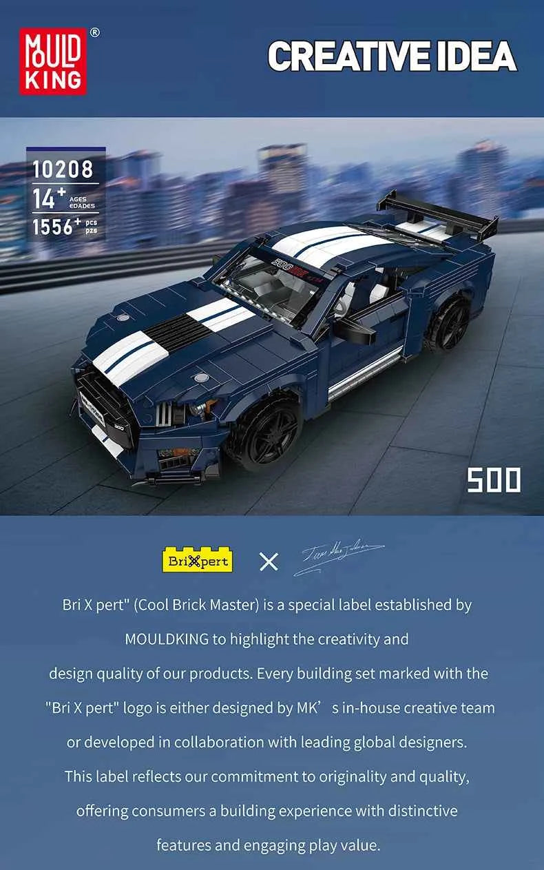 Mould King 10208 Cobra Classic Car — Technical Vintage Brick Model for Kids & Collectors - Limetastore