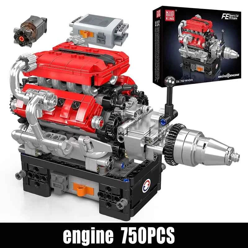 Mould King 10204 Motorized FE Sports Car V8 Engine Building Set - Limetastore