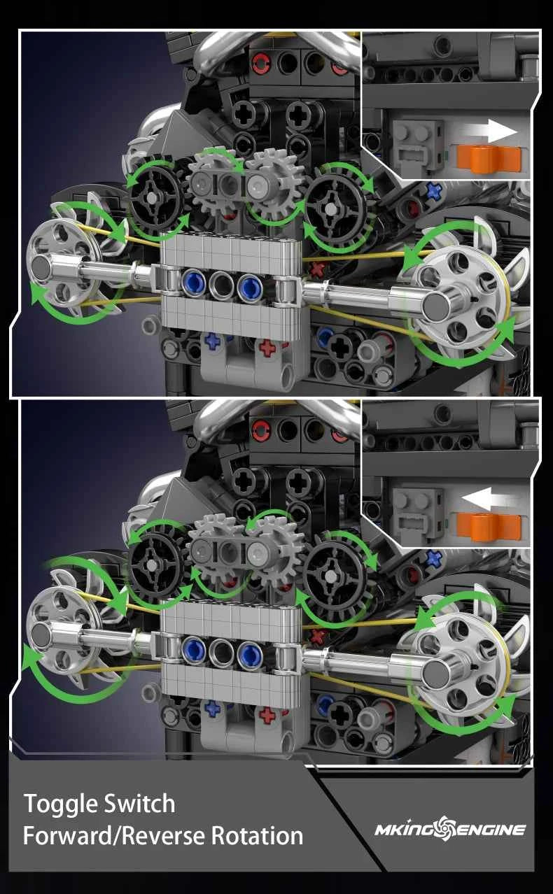 Mould King 10207 Motorized PAG Supercar V12 Engine Building Set - Limetastore