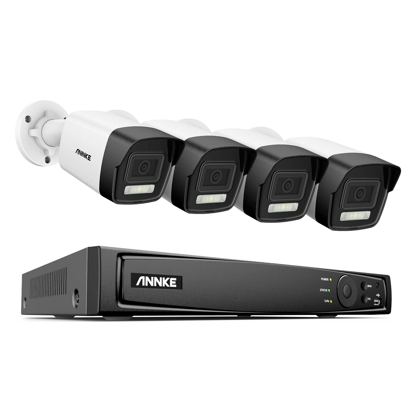 ANNKE 4K 8MP PoE CCTV sistem | 8-kanalni H.265+ NVR, 4× 8MP kamere, podpora za 128 GB TF kartico