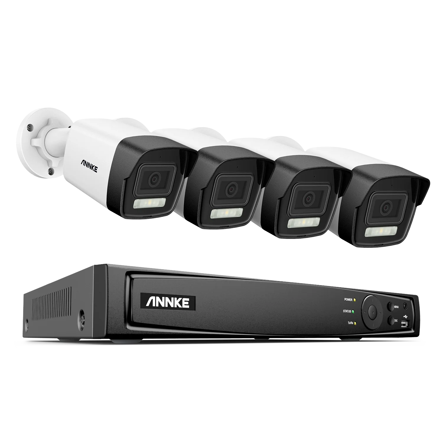 ANNKE 4K 8MP PoE CCTV sistem | 8-kanalni H.265+ NVR, 4× 8MP kamere, podpora za 128 GB TF kartico