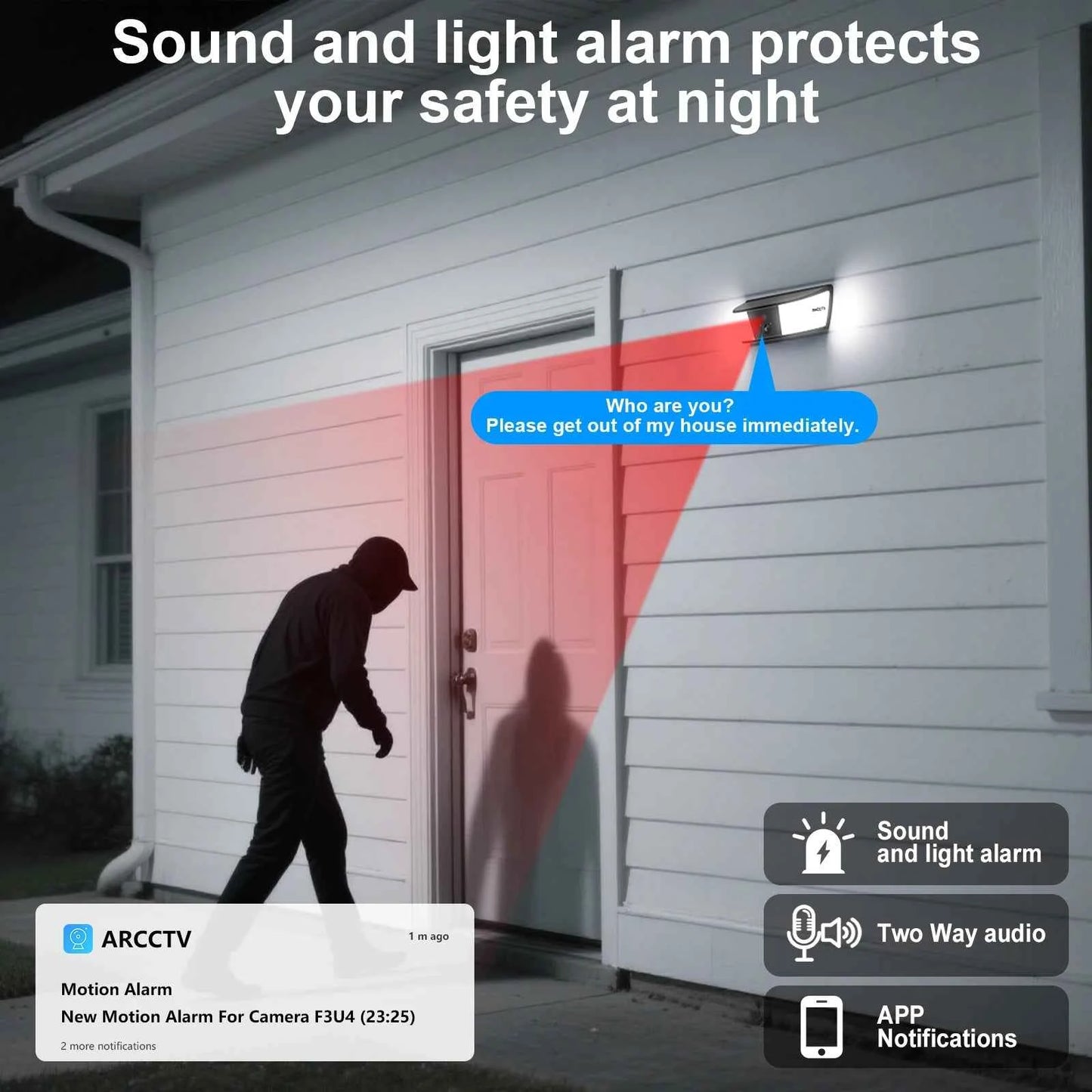 ARCCTV 4MP Solar WiFi Camera Security Outdoor Wireless Floodlight Camera Humanoid Detection Alarm Surveillance HD Two Way Audio - Limetastore