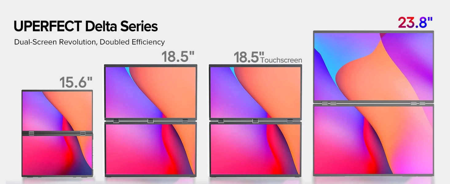 23.8" 100Hz Dual Screen Stacked Computer Monitor 1080P HDR 360° Folding Triple Portable Display for Laptop PC Phone Game Console - Limetastore