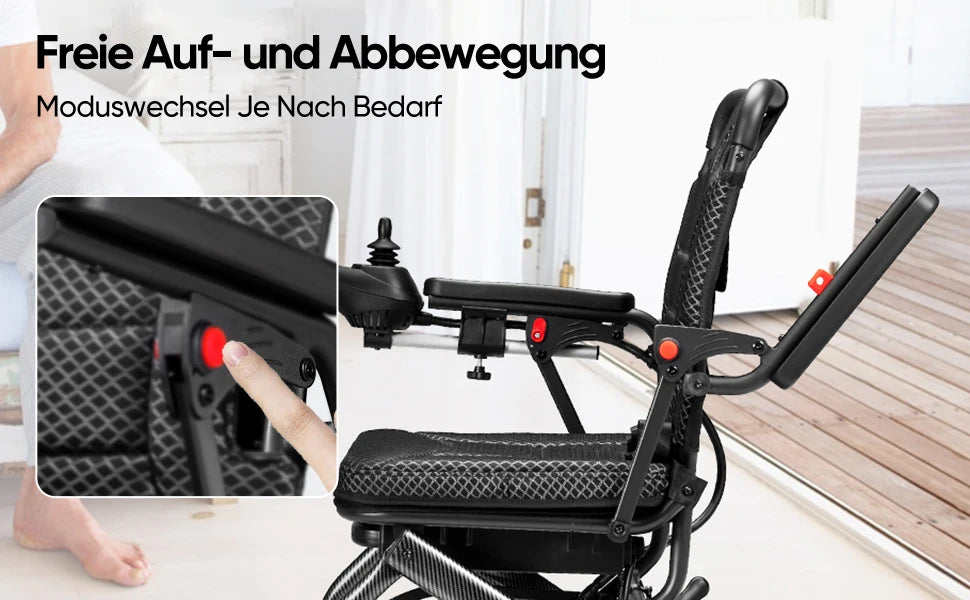 Terenski električni invalidski voziček za odrasle (zmogljiv dvojni motor, zložljiv, motoriziran)