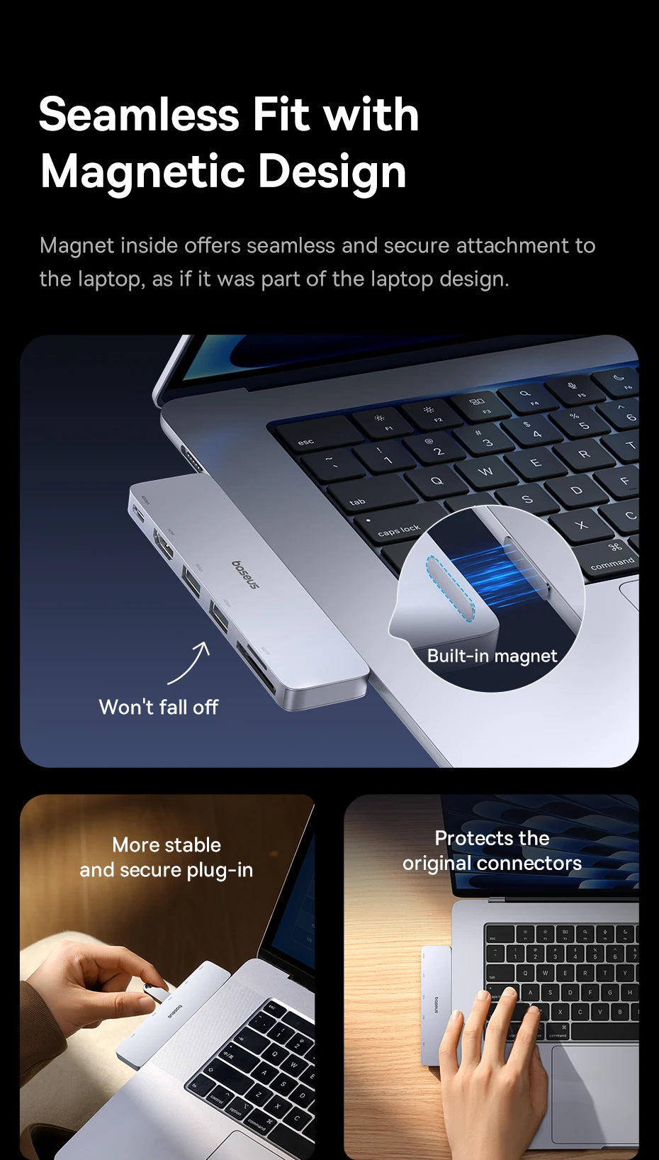 Dvojno USB-C zvezdišče Baseus | HDMI 4K@30Hz, Thunderbolt 3/4 40Gbps, USB 3.0, SD/TF