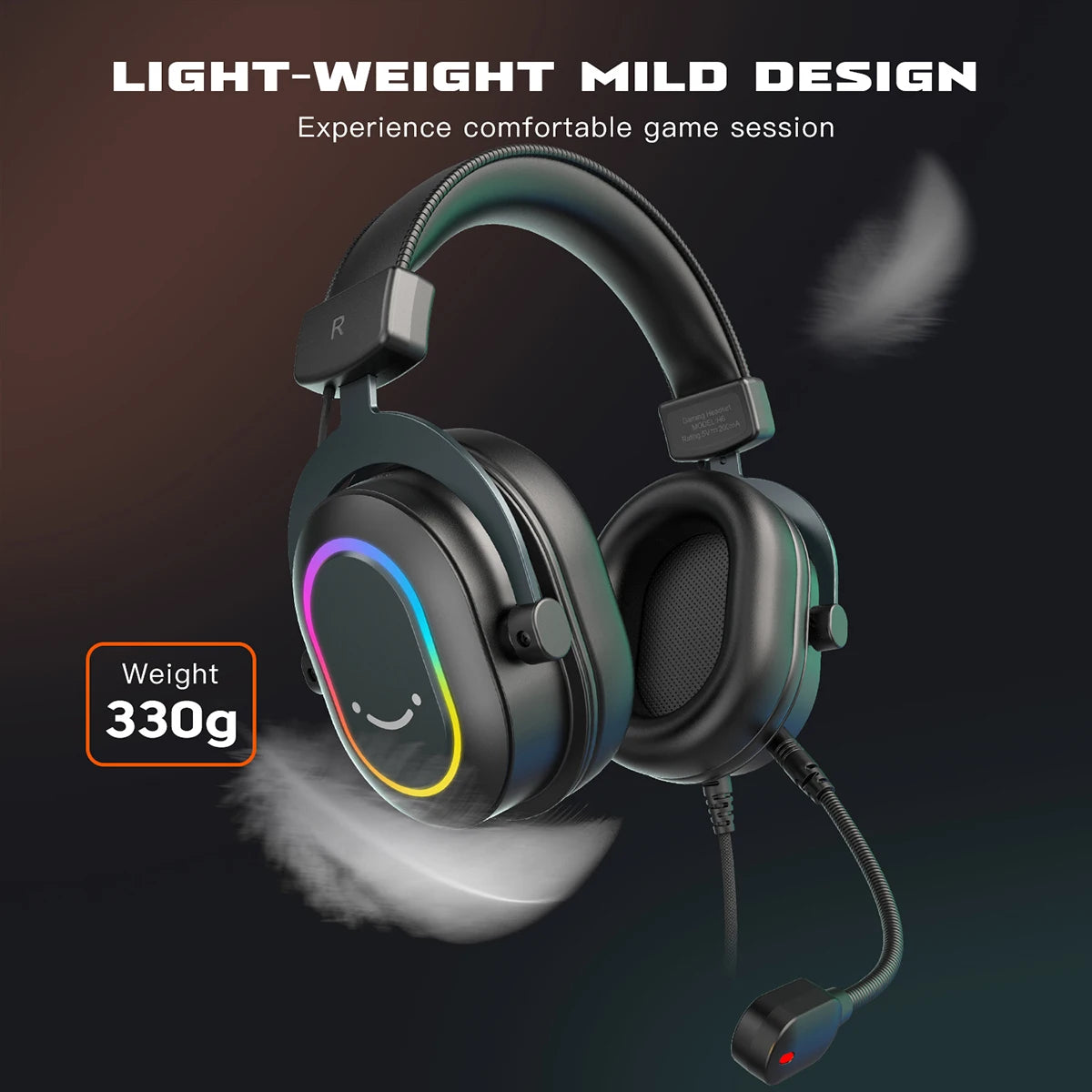 FIFINE H6 Dynamic RGB Gaming Headset – 7.1 Surround Sound, Detachable Mic, 3 EQ Modes for PC/PS4/PS5