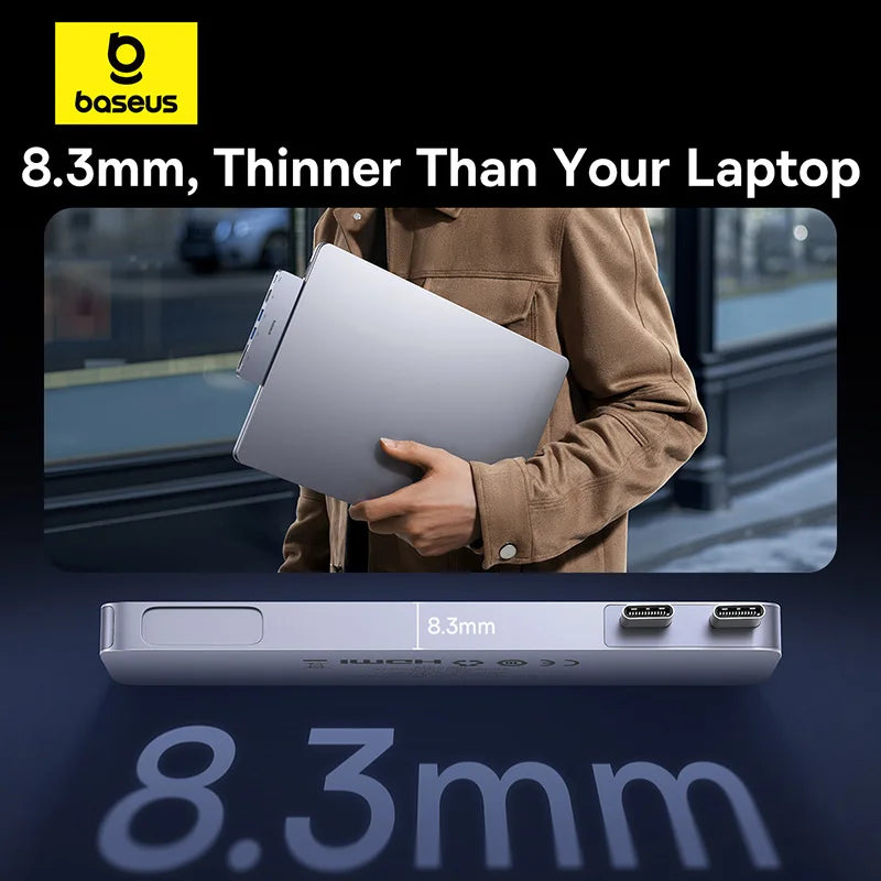 Dvojno USB-C zvezdišče Baseus | HDMI 4K@30Hz, Thunderbolt 3/4 40Gbps, USB 3.0, SD/TF