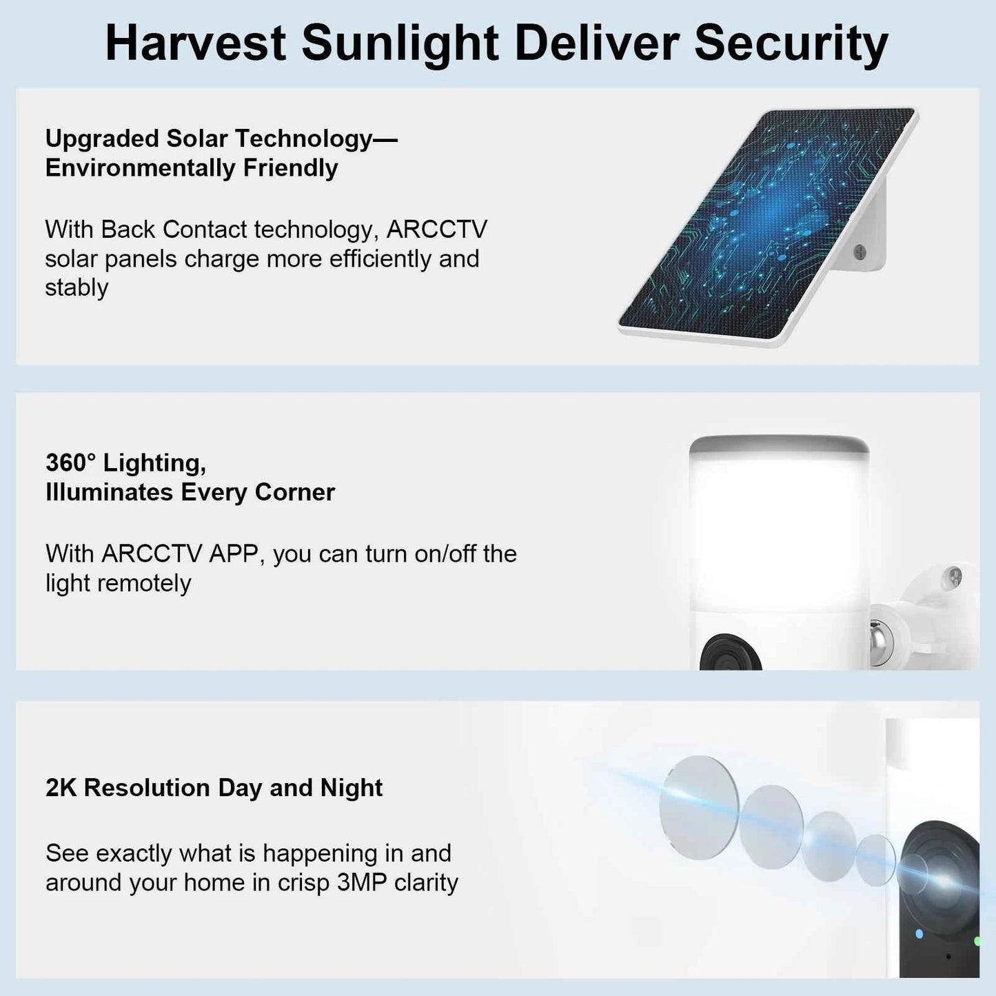 ARCCTV 4MP Wireless Solar Camera Outdoor Surveillance Motion Detection Color Night Vision Security Floodlight Solar Wifi Camera - Limetastore