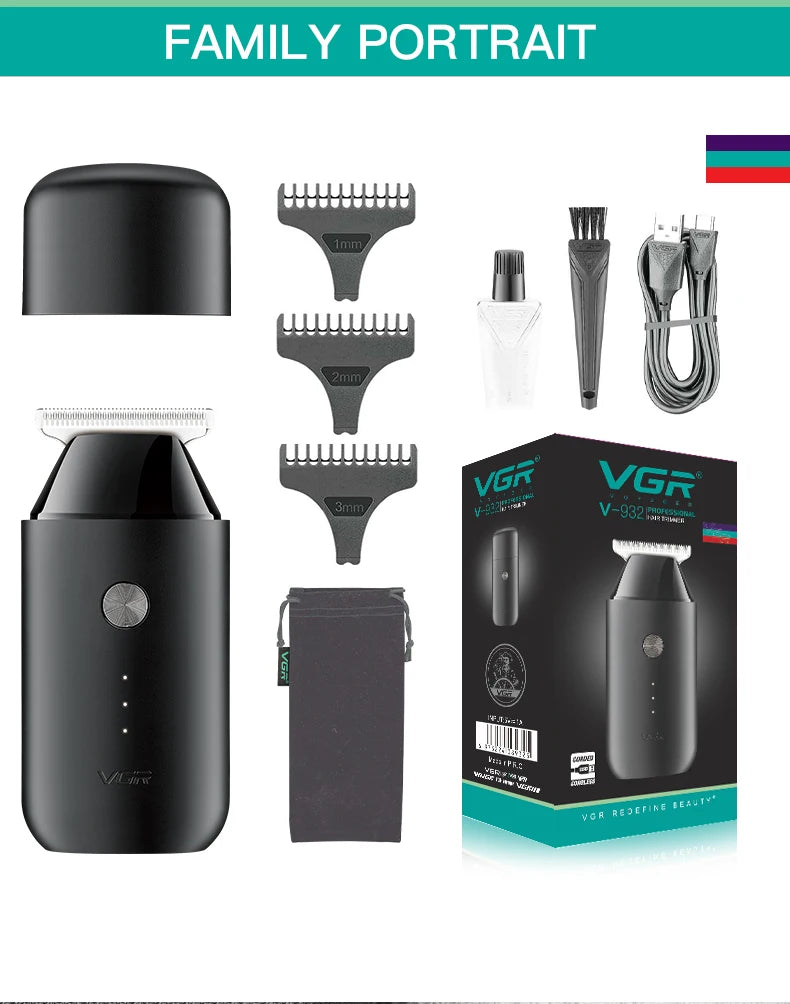 VGR V-932 Mini Pocket Hair Trimmer 0.5-3mm Zero-Cut 120-Min