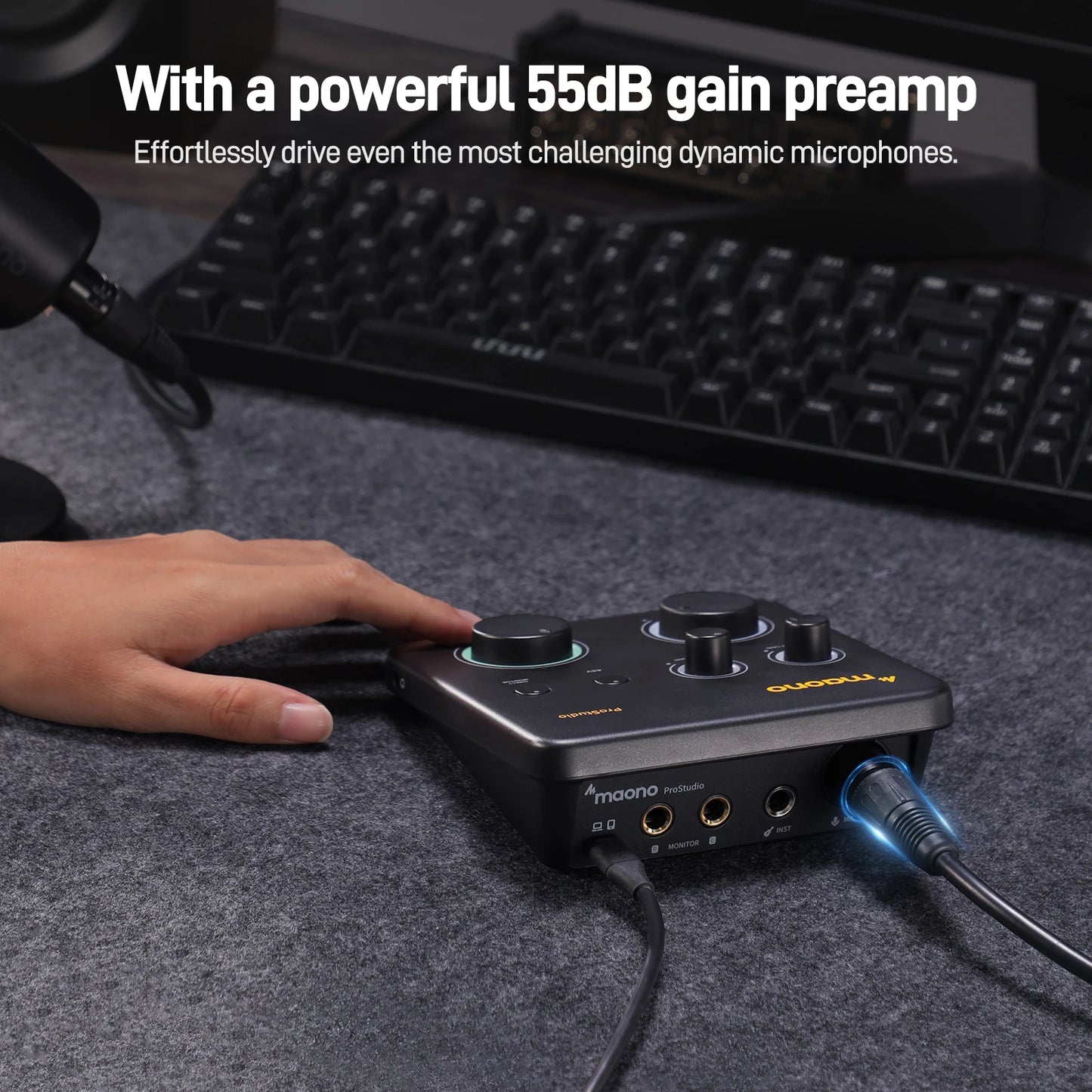 Maono PS22 Lite – USB avdio vmesnik 24-bit/192 kHz | XLR vhod, povratna zanka, podpora za ASIO, združljiv z DAW za glasbo, kitaro in snemanje