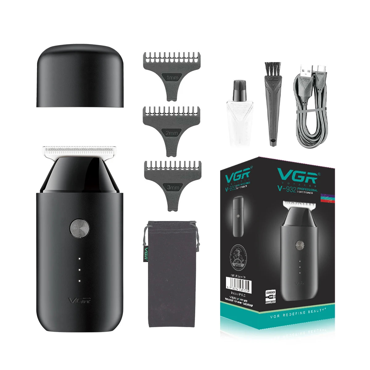 VGR V-932 Mini Pocket Hair Trimmer 0.5-3mm Zero-Cut 120-Min
