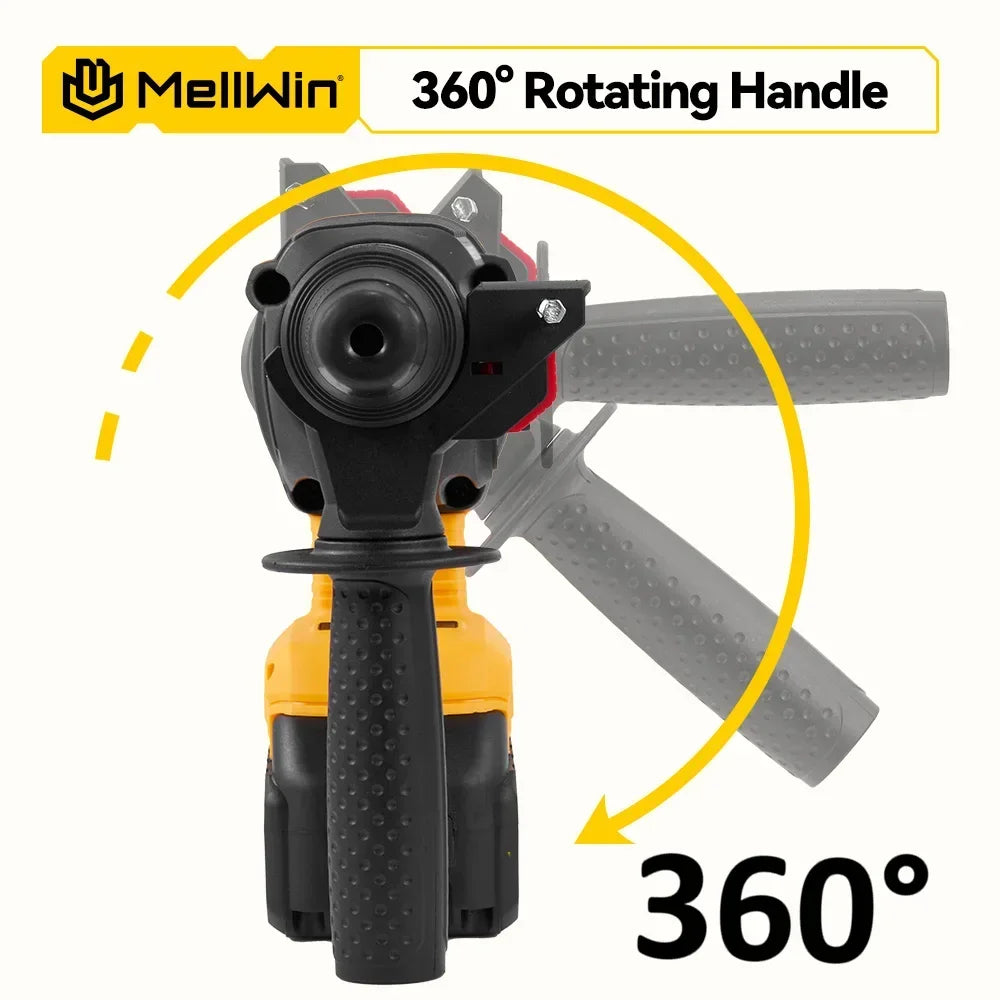 MELLWIN 26MM Brushless Electric Hammer Drill Cordless Household Rotary Impact Hammer Power Tool For Makita 18V Battery Pin - Limetastore