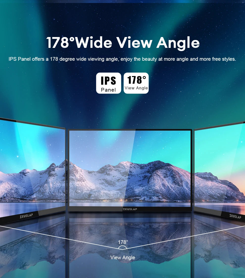 ZEUSLAP 16" 2.5K 144Hz Touch Portable Monitor | 2560×1600, 100% sRGB, 500 nits