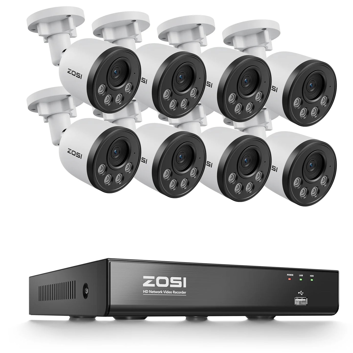 Varnostni kamerov sistem ZOSI 4K PoE NVR z 8MP vodoodpornimi žičnimi PoE kamerami H.265+ 4K/8MP 8-kanalni CCTV NVR za 24/7 nadzor doma