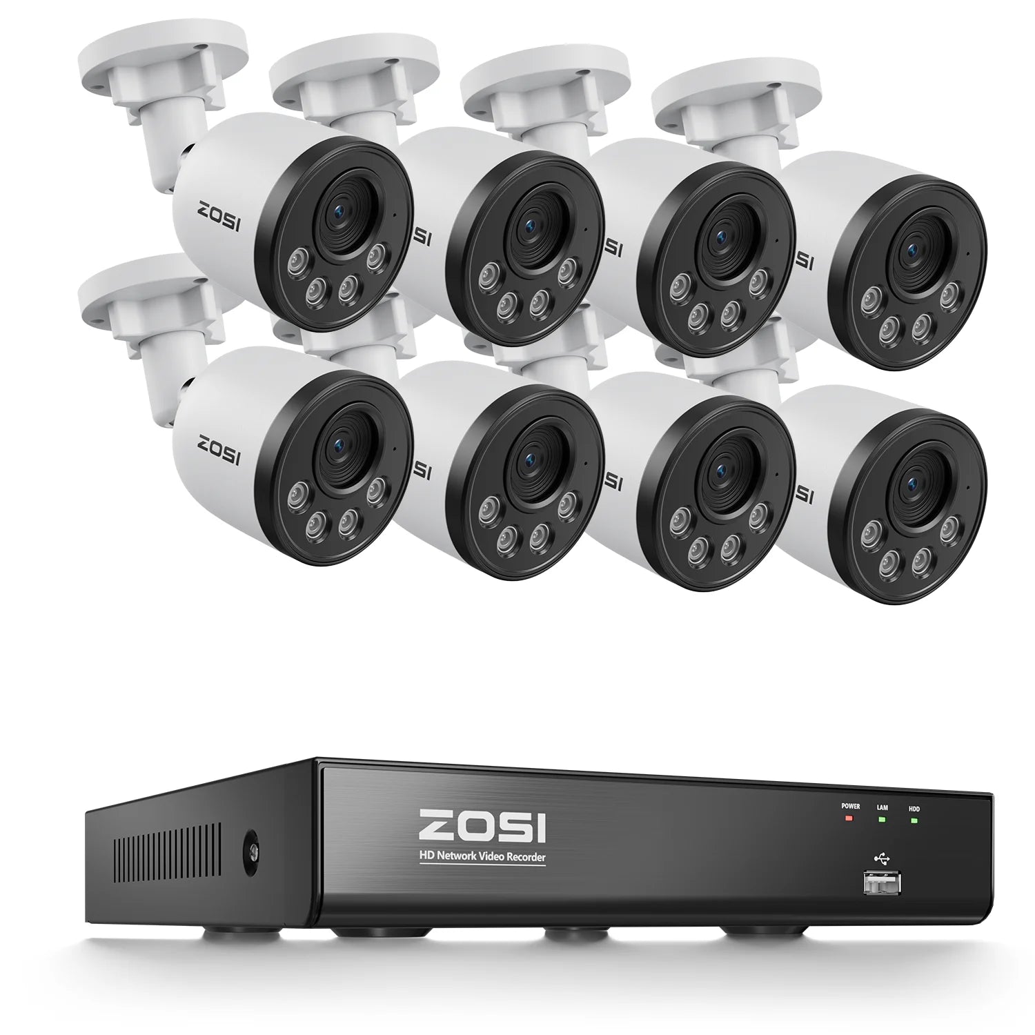 Varnostni kamerov sistem ZOSI 4K PoE NVR z 8MP vodoodpornimi žičnimi PoE kamerami H.265+ 4K/8MP 8-kanalni CCTV NVR za 24/7 nadzor doma