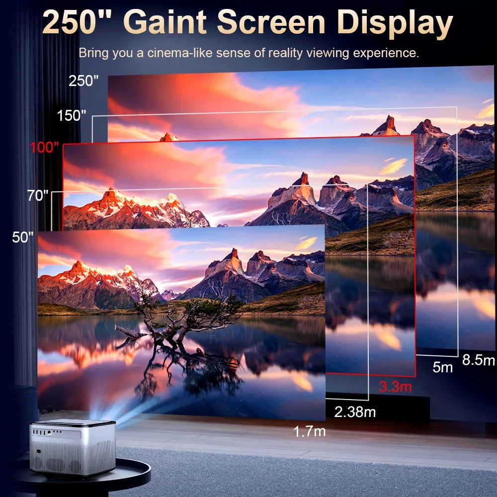 PG550W Smart Full HD Projector – Instant Auto Focus, Native 1080P, 4K Support, Android OS & WiFi Portable 3D