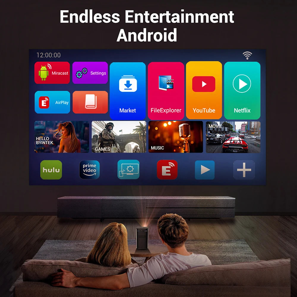 BYINTEK P70 Smart Mini DLP Projector – 4K Support, Native 1080P, Built-in Battery, Android WiFi