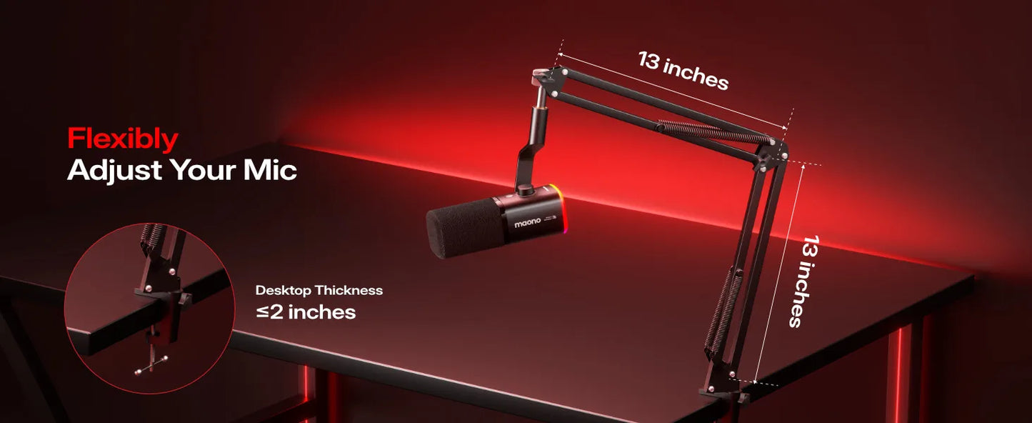 Maono PD100W – Wireless Dynamic Microphone | 50 m Range, One‑Touch Noise Reduction & RGB Lighting for Gaming, Streaming & Live Recording