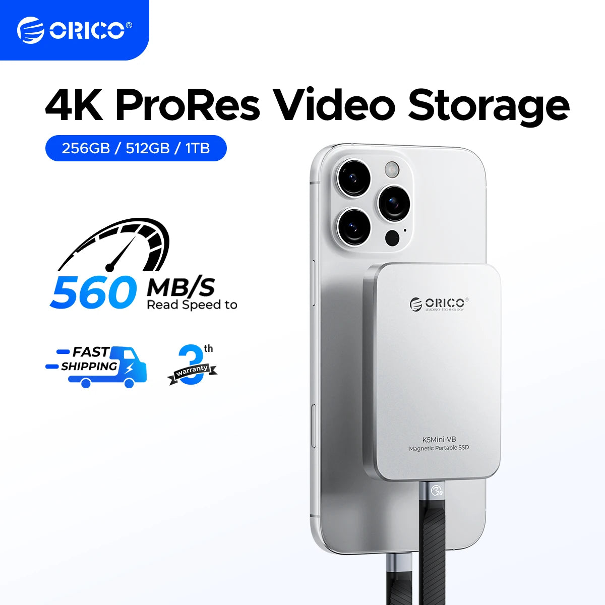ORICO 460MB/S Portable SSD USB3.2 PSSD 480GB External SSD for iPhone 17 16Pro/Max ProRes 4K ProRes K5MINI-VB