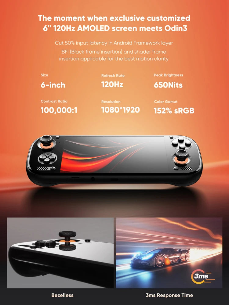 AYN Odin 3 Android Handheld 6'' 1080p AMOLED Screen Gaming Console Handheld - Limetastore
