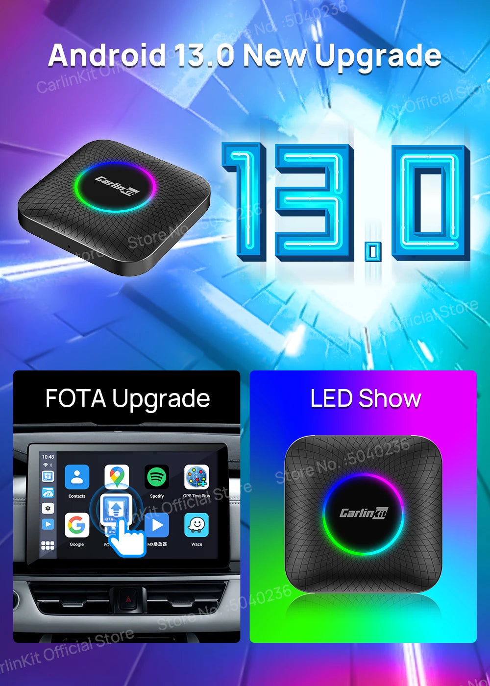 CarlinKit Android 13 SM6225 8-jedrni brezžični CarPlay AI Box