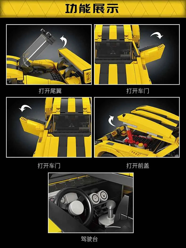 Mould King 10046 Yellow Sport Racing Car — MOC‑120125 Technical Building Block Set - Limetastore