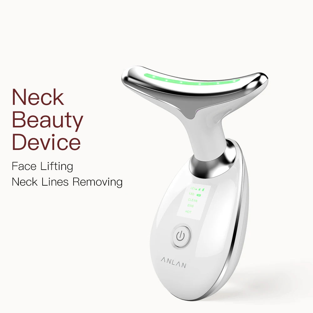 ANLAN Neck & Face Beauty Device | EMS Lifting, 3‑Color Light, Double‑Chin Reduction