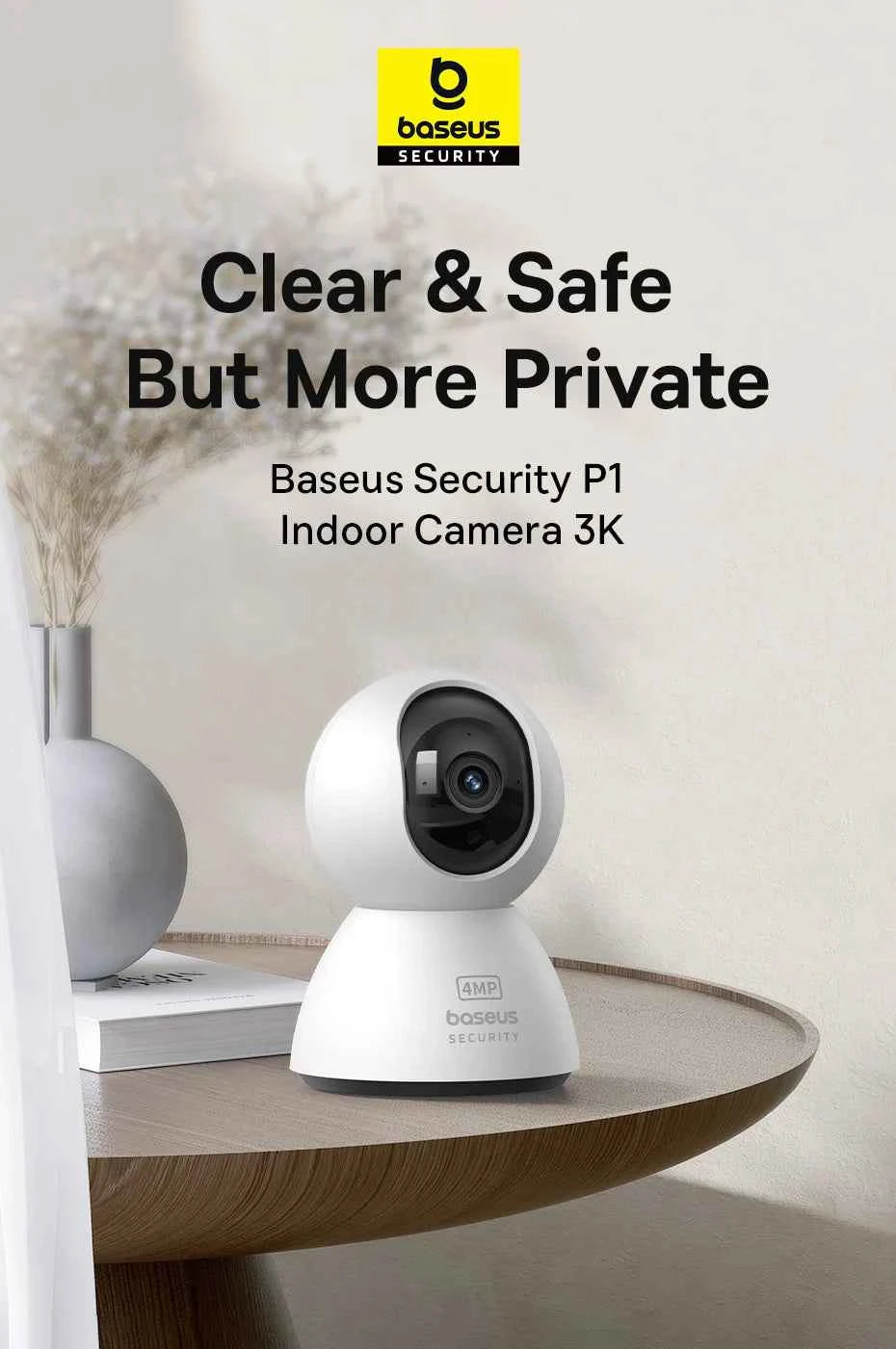 Baseus 4MP IP Camera Smart 5G WIFI Security Camera Indoor Home Protection PT 3K High Clarity Two Way Audio Surveillance Camera - Limetastore