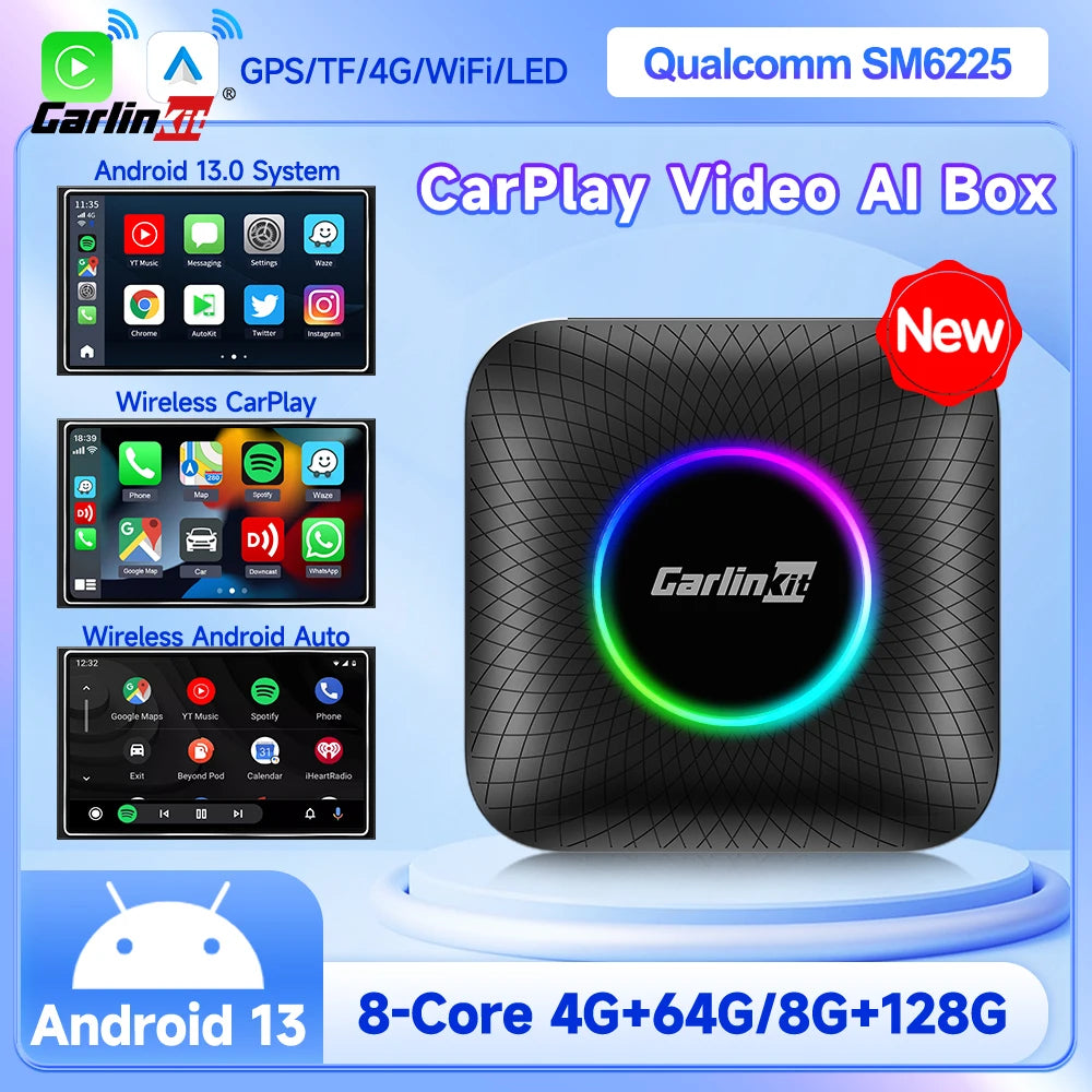 CarlinKit Android 13 SM6225 8-jedrni brezžični CarPlay AI Box