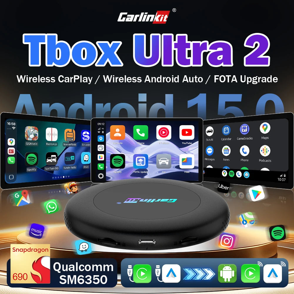 CarlinKit Ultra2 Android 15 8+128GB Wireless CarPlay AI Box