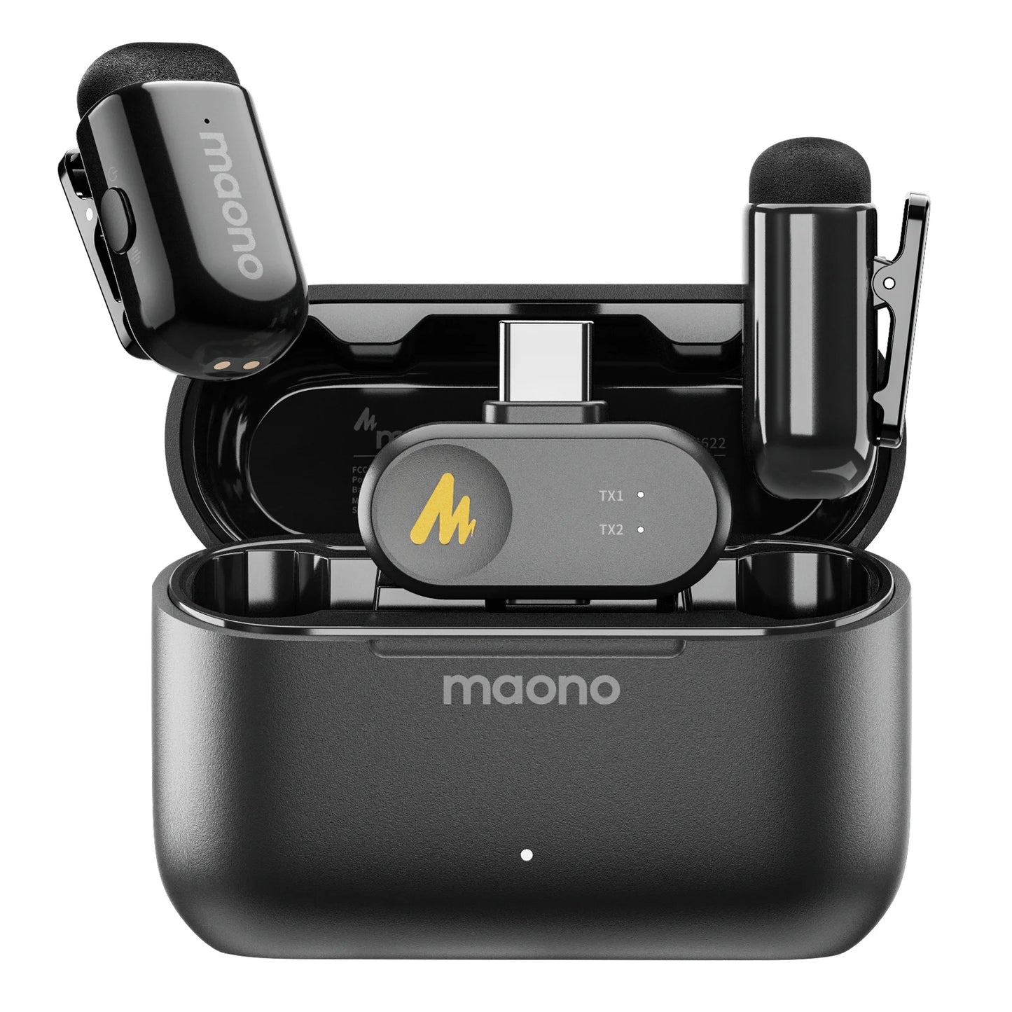 Maono T1 mini – brezžični mikrofon na priklop z odpravljanjem šumov z umetno inteligenco | samodejno pripenjanje in nadzor z aplikacijo za profesionalno snemanje videoposnetkov s telefonom