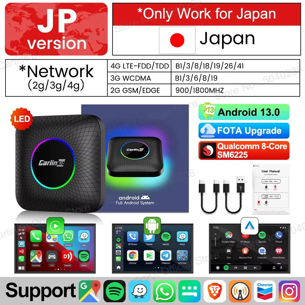 CarlinKit Android 13 SM6225 8-jedrni brezžični CarPlay AI Box