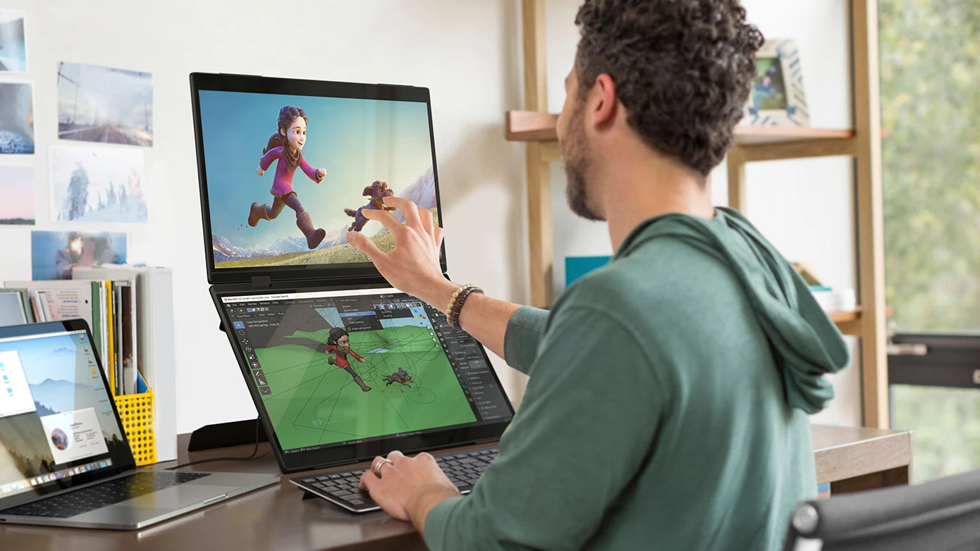 UPERFECT Delta Pro Touch 16" 2.5K 1600P Dual Touch Monitor with Touch Pen - Foldable Travel Display for Laptop, PC, Mac, and Windows via USB-C and HDMI - Limetastore