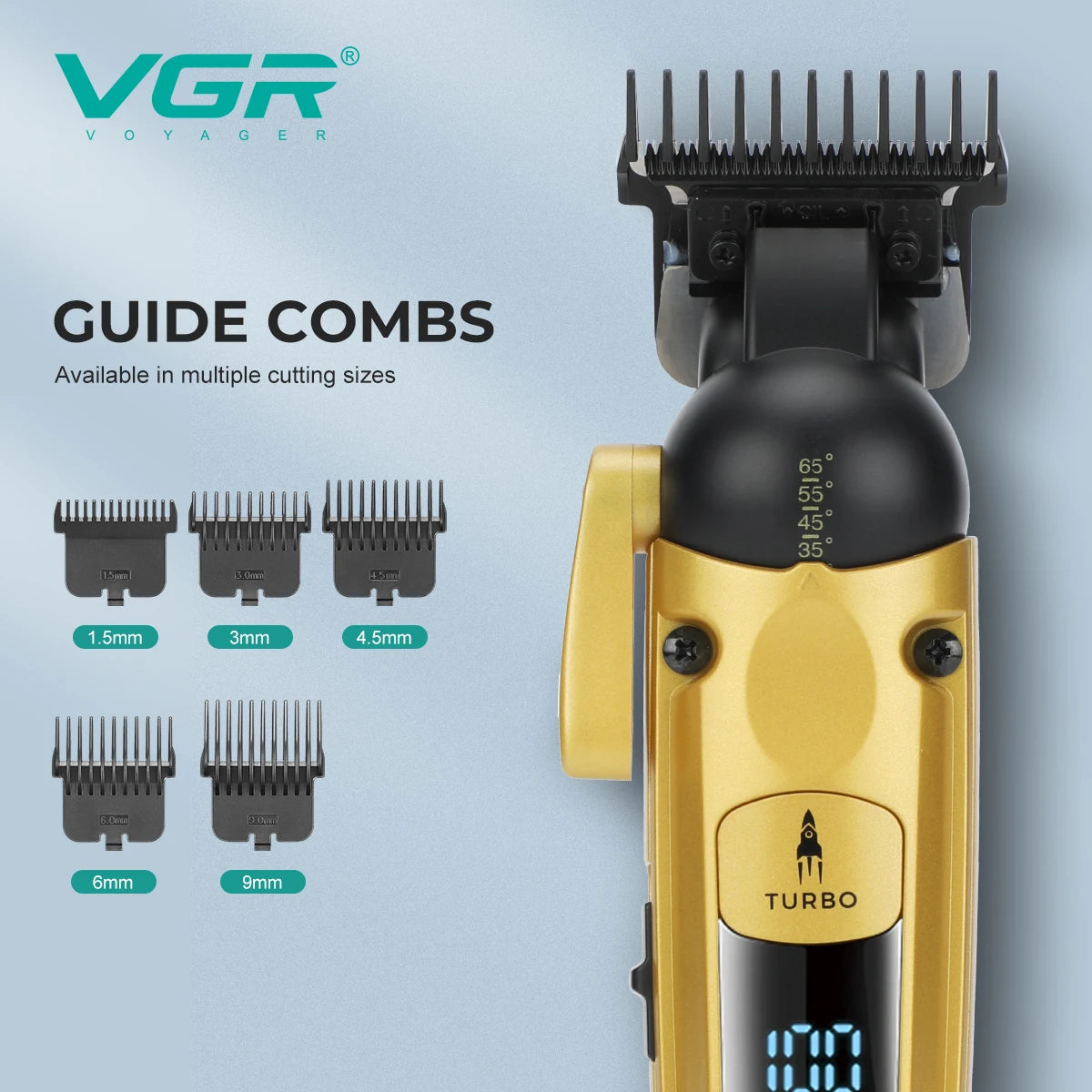 VGR V-274 Professional Hair Trimmer – Turbo Mode, 140-Min Runtime, 9 Angles