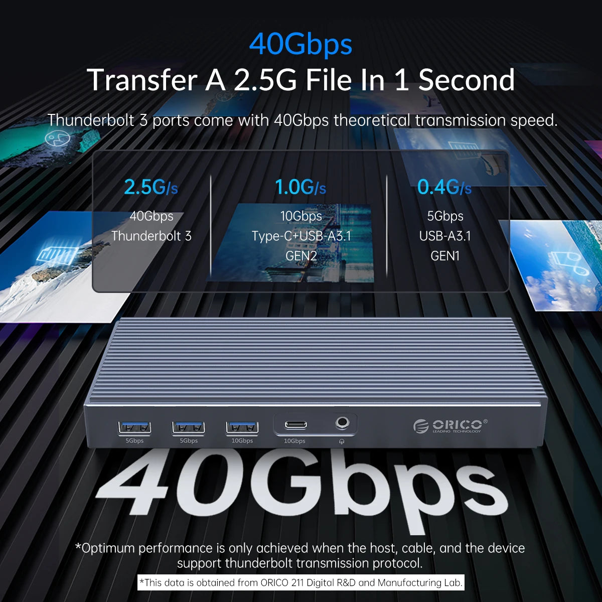 ORICO Thunderbolt 3 M.2 NVMe/NGFF ohišje za SSD priklopno postajo s 40Gbps USB‑C povezavo