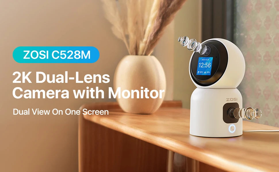 ZOSI Smart Baby Cam – WiFi PTZ Indoor Camera with AI Auto‑Tracking, 360° Panoramic View